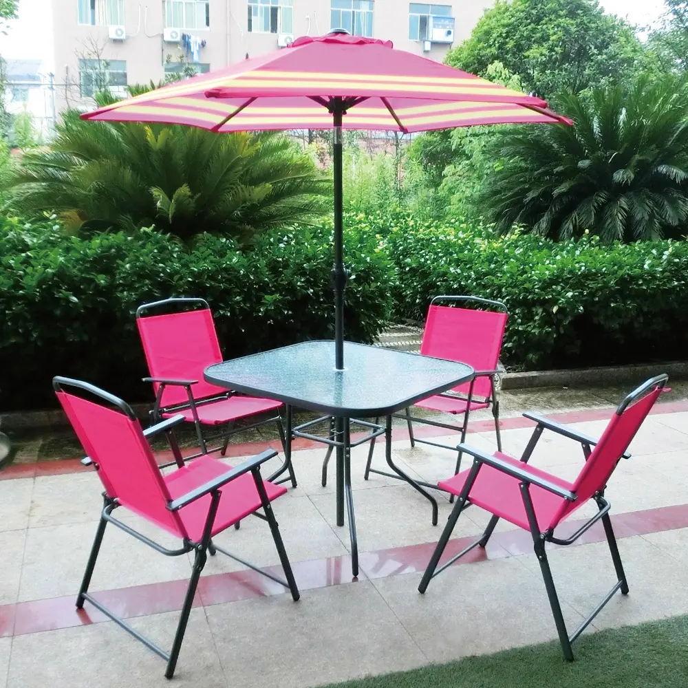 Good Factory Square Tempered Glass Table Portable Folding Arm Chair