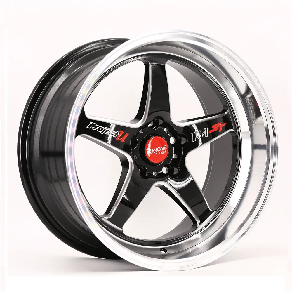 689F Diamond Cutting Lip 15 Inch Black 4x100 Alloy Mag Wheels For Car