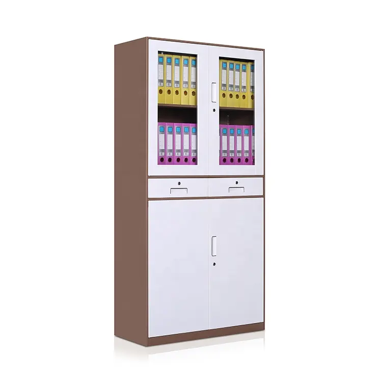 Modern steel dividers glass door flat metal file cabinet office furniture