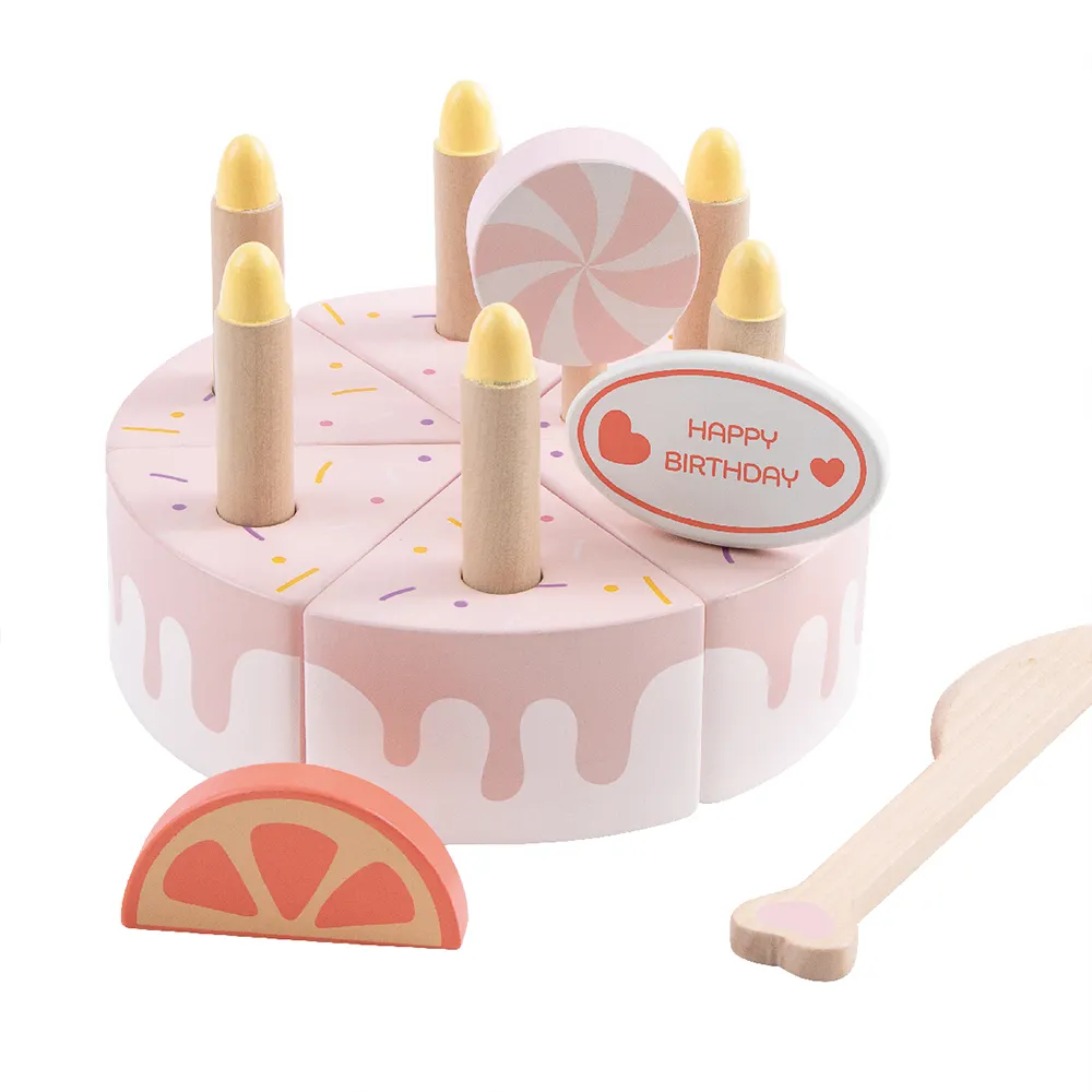 Classic World Top Brand High Quality New Organic Safe Material Pretend Play Food Birthday Cake