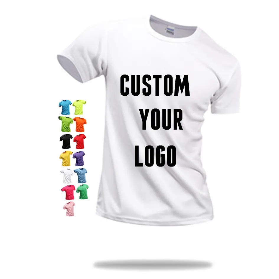 Оптовая продажа, простая быстросохнущая футболка из 100% полиэстера с индивидуальным логотипом, рекламная футболка, белые футболки с сублимационной печатью