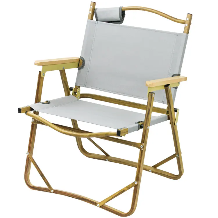 Qibu CC2 Hot selling Custom Portable Outdoor Wood Grain 7075 Aluminum Frame Floding Chair for Camping, Garden,Beach
