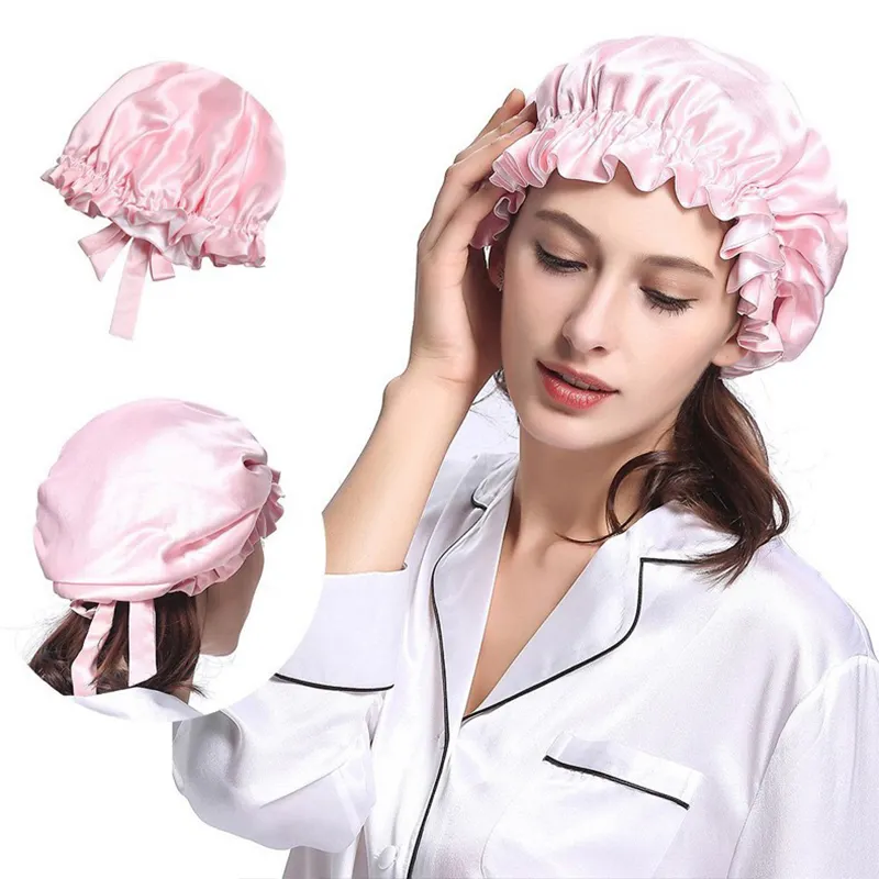 wholesale 100% mulberry silk hair bonnet with custom logo for women sleeping