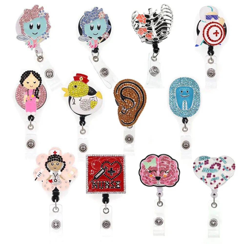 Medical Nurse Accessories Human Organ Heart Shape Badge Reel For Hospital Staff Retractable ID Name Card Badge Holder