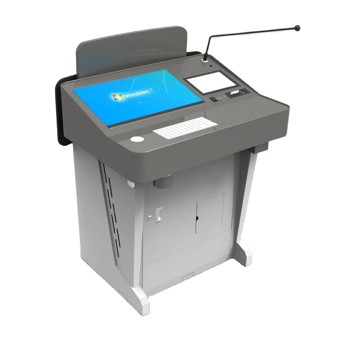 Height Adjustable Audio Visual IOT Smart Lectern with Rack Cabinet school equipment classroom podium