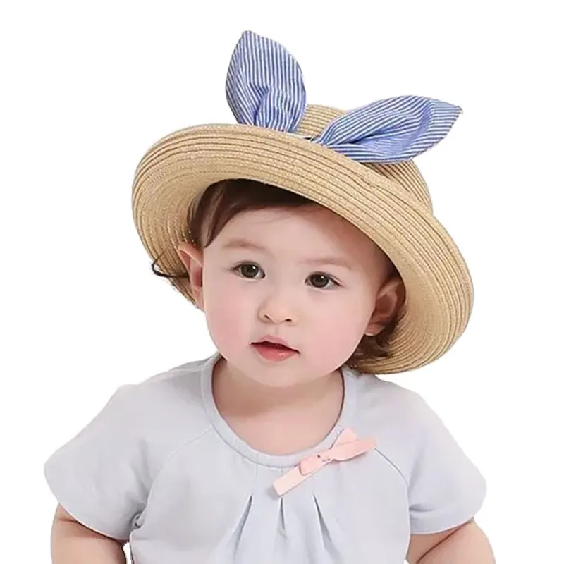 Summer baby Kids Girl Beach Straw Fisherman Sun Hat Breathable Hollow Out Wide Brim Straw Hat Baby Fancy Striped Kids Hat