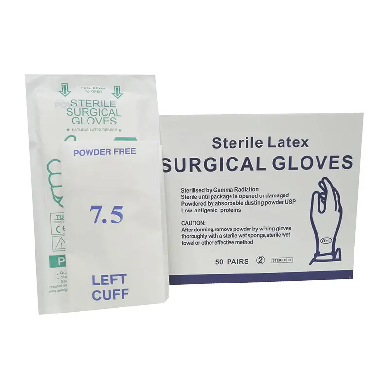 Hot Sale Powdered or Powder free Sterile 100%Thailand Natural Latex Surgical Gloves with CE Certification