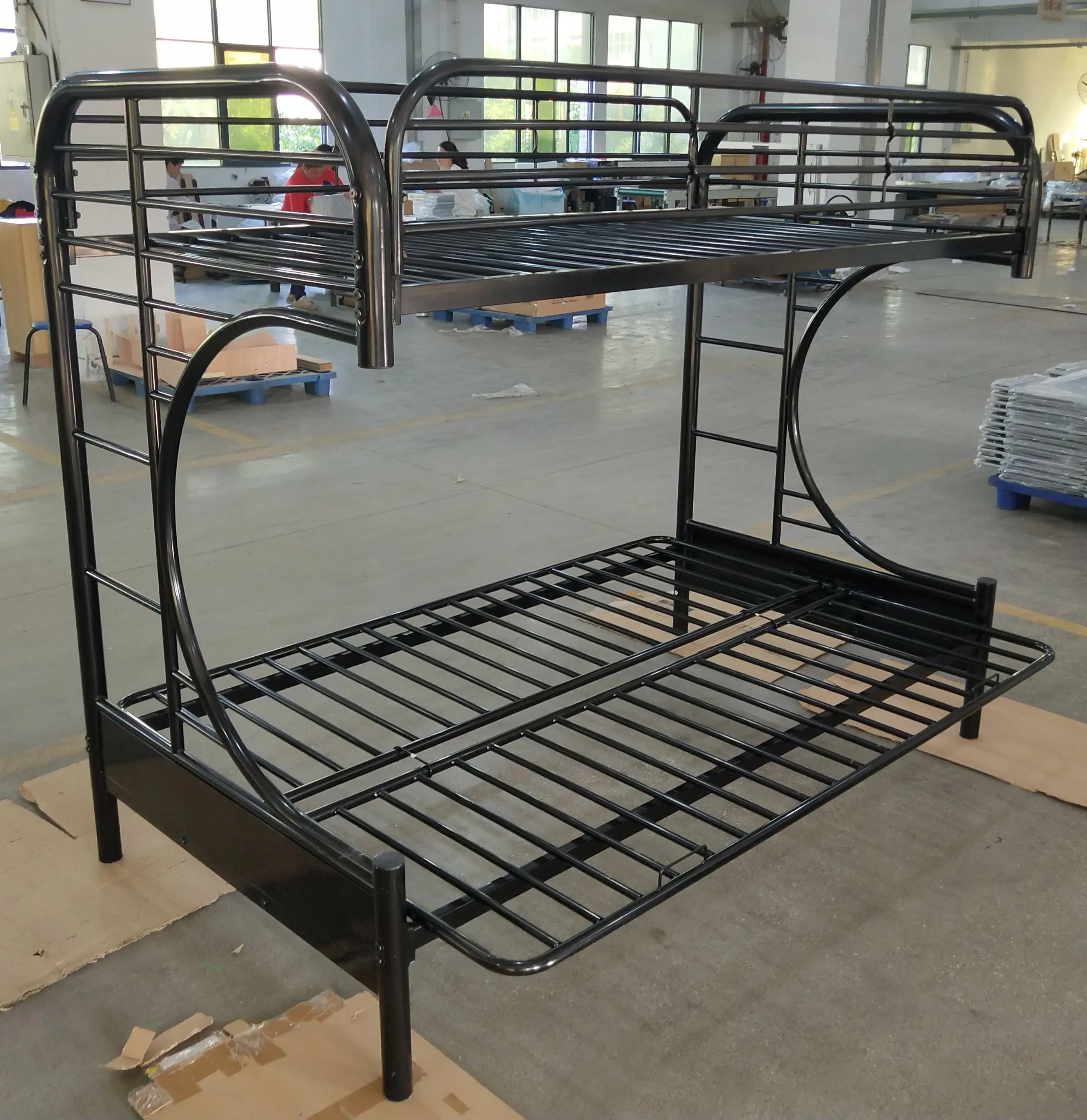 Cheap design all iron metal double bed single bed triple bed frame