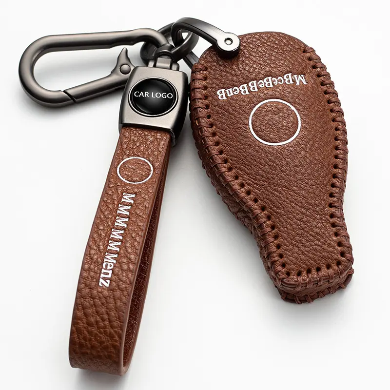 Factory wholesale Leather car Logo Key Fob Case metal keychain for all types of key cover to protect key holder of car accessory