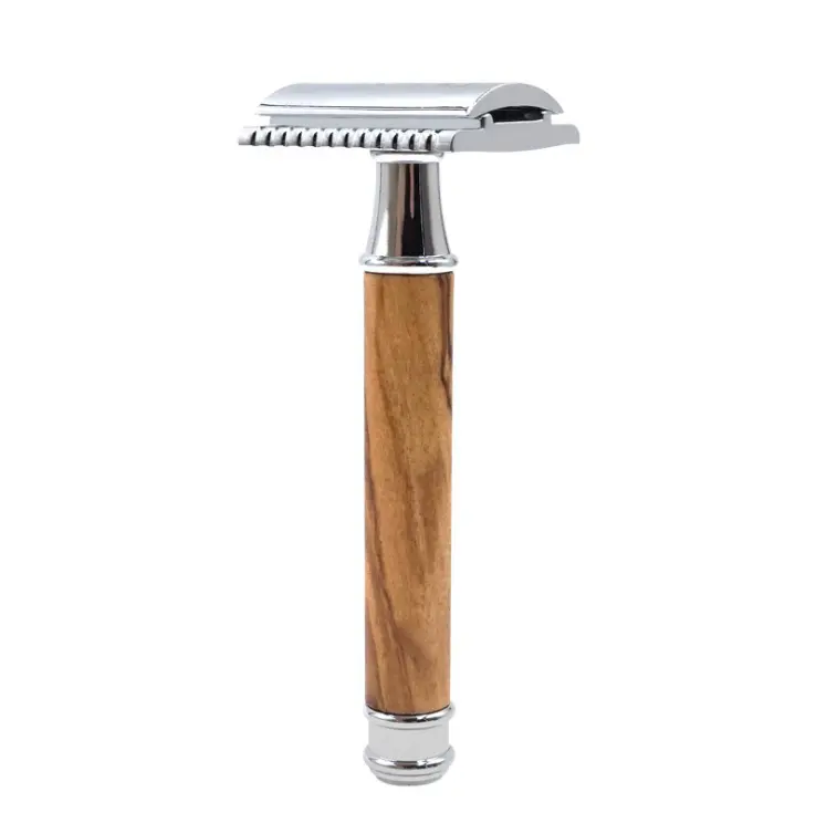 Безопасная бритва XiaoMai с деревянной ручкой из бамбука/оливкового дерева, безопасная бритва с двойным краем, частная торговая марка, безопасные бритвы с лезвиями для мужчин