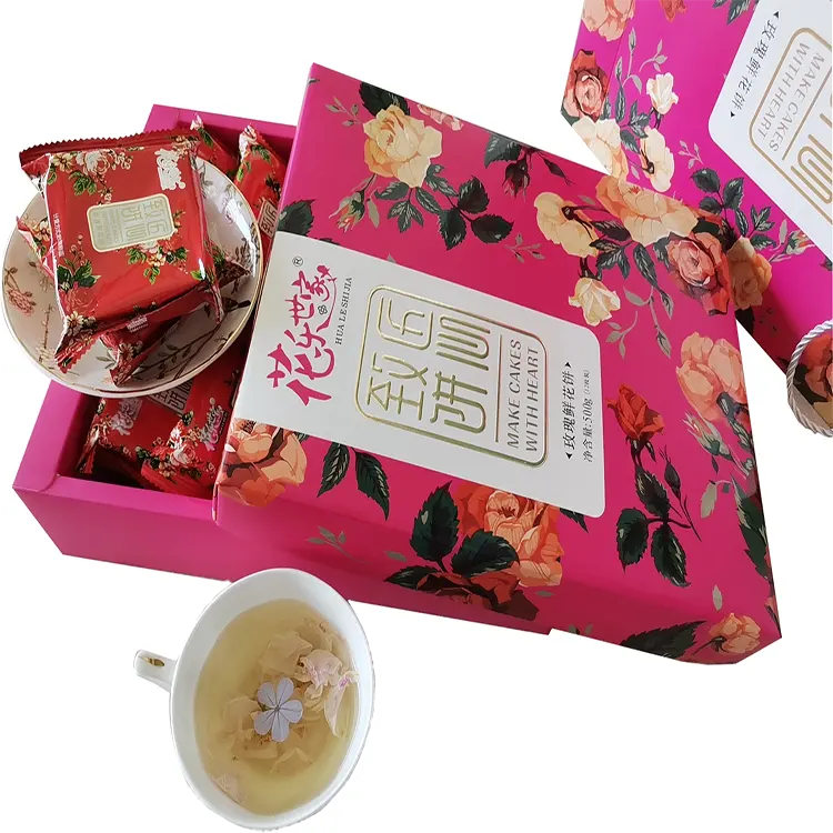 500 g Box Chinese Specialty Afternoon Tea Snack Rose Stuffing Flowers Pastry Dessert