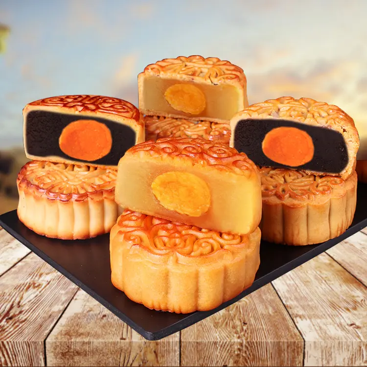 China Mid-Autumn Festival E With Egg Yolk And Baked Moon Cakes Lotus Paste Bean Paste Moon Cake 720g/Boxes Traditional Dessert
