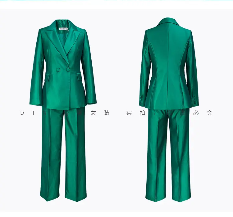 Manufacturer customized new design green business opening V-neck formal women's suit