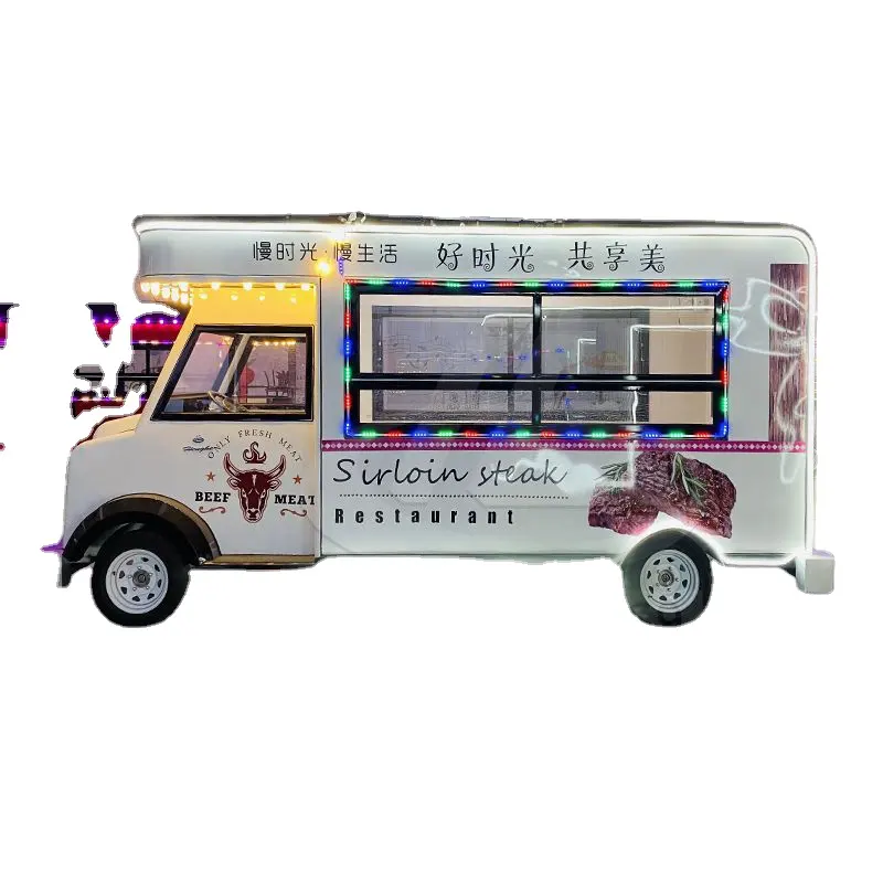 Mobile Fast Food Carts Moving Dining Car Truck Outdoor Street Kitchen Restaurant Car Multifunctional Electric