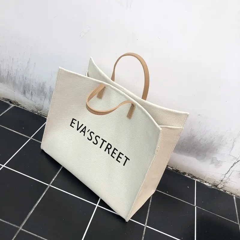 fashion classic cotton canvas tote bag custom women beach canvas handbag