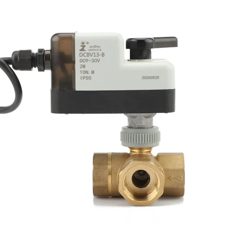 Electric Ball Valves DN20 Three-way Brass Ball Valve With DC12V DC24V Electric Actuator Mechanism