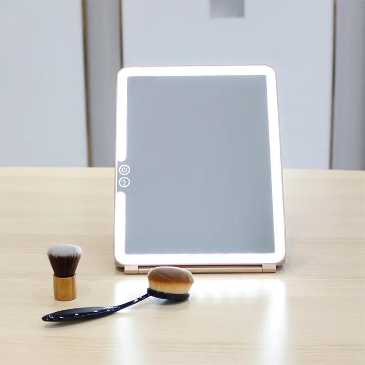 Touch Sensor Switch Makeup Mirror With Led Light Rechargeable Bedroom Modern Usb Vanity Cosmetic Mirror