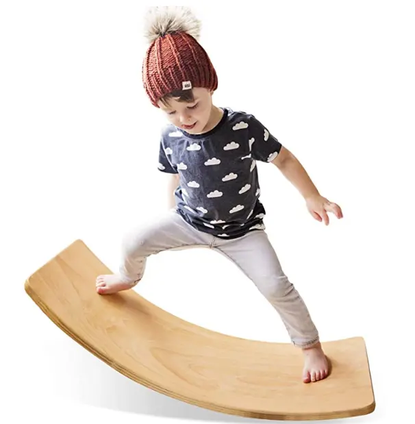 Wooden Balance Board kids Toys Kid Yoga Board Curvy Board Kids Toddler Open Ended Learning Toy