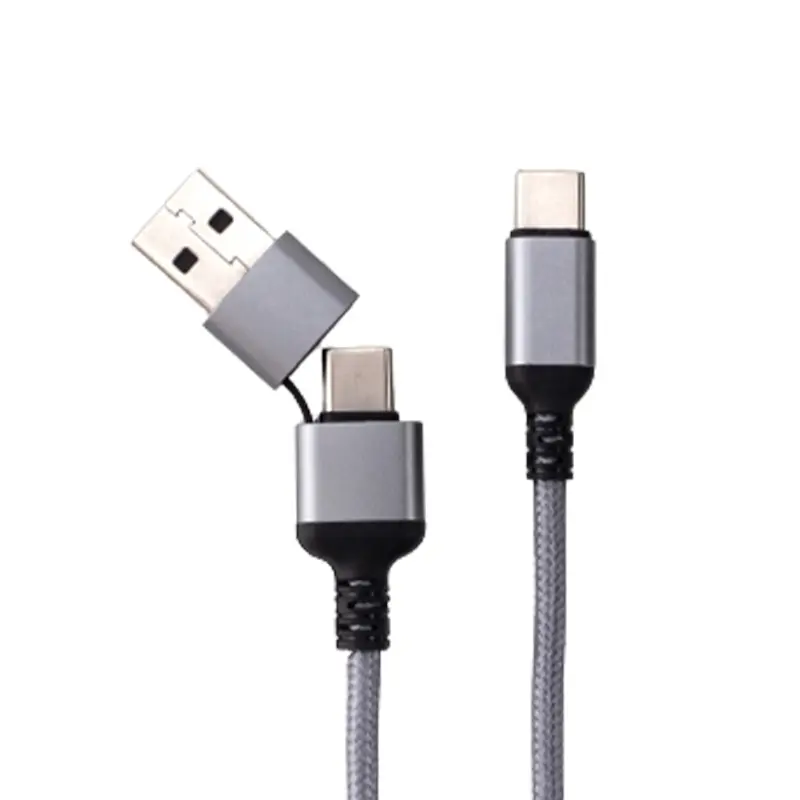 2 в 1 USBA USB C Type C 3A кабель для быстрой зарядки нейлоновый Плетеный 480 Мбит/с кабели для передачи данных для сотового телефона HUAWEI Xiaomi vivo OPPO