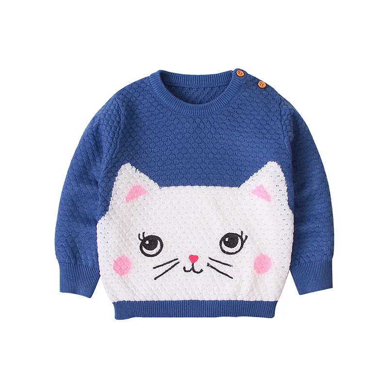 Autumn Winter Boy Girls Long Sleeve Cartoon Kitten Knitted Sweater Sweaters For Baby Girls Kids Sweaters