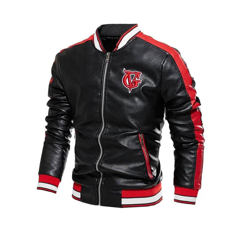 Men Biker PU Leather Jacket Fashion Slim Turn-Down Collar Coat Autumn Street Zipper Casual Outerwear K3009