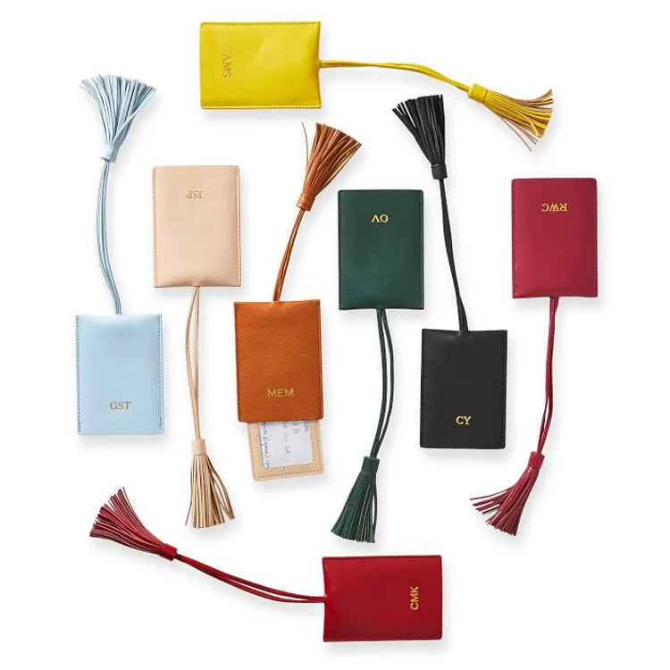 custom leather travel suitcase luggage tag with tassel pull