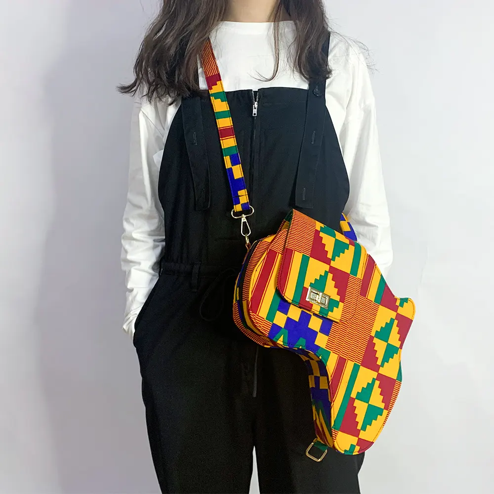 african black women fashion wax ankara print kente handbag map bag