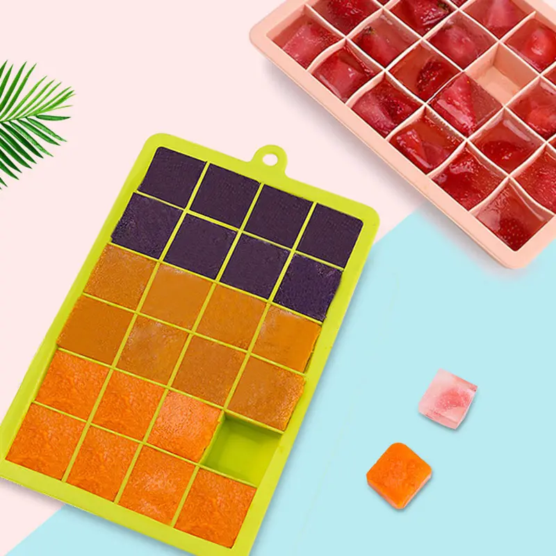 Four-color Optional 24-cell Square With Lid Silicone Ice Tray Mould