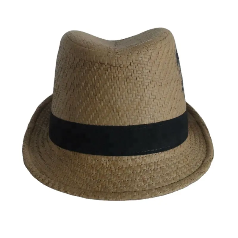 Hot Selling men fashion flat to flip brim fedora hat bucket straw hat