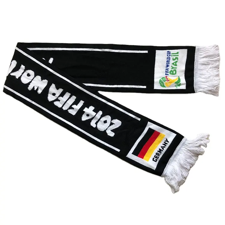 Custom world cup acrylic knitted football scarf