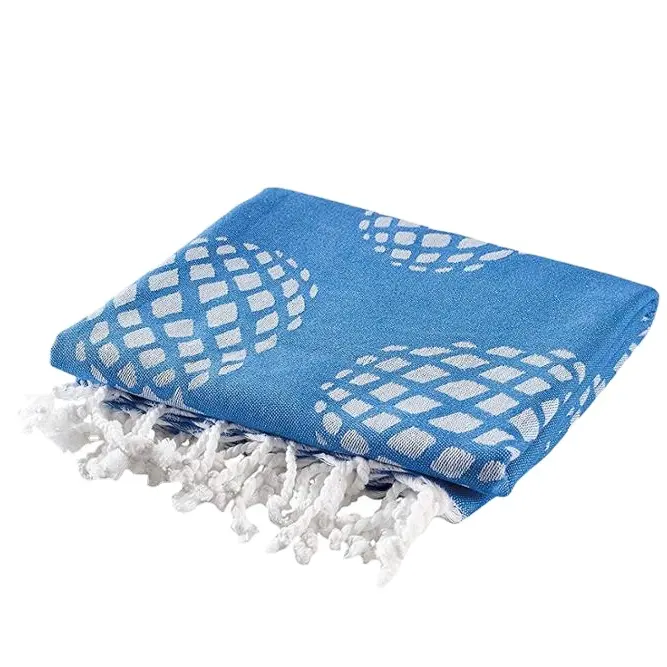 Турецкое полотенце из 100% хлопка на заказ, сверхдлинное жаккардовое полотенце, пляжное полотенце с бахромой и рисунком ананаса