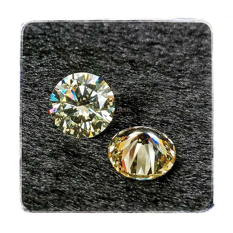 Синтетическое золото, желтый поддельный бриллиант, Круглый бриллиантовый кубический цирконий в свободных камнях