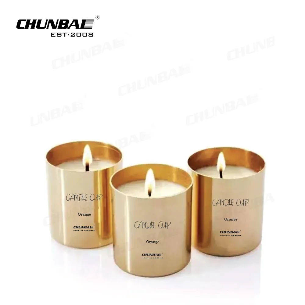 10 Oz 12 oz 14 oz Luxury  Elegant Empty Custom labels Logo Copper Gold Tin Can Holders Lanterns Metal Candle Jars With Lid