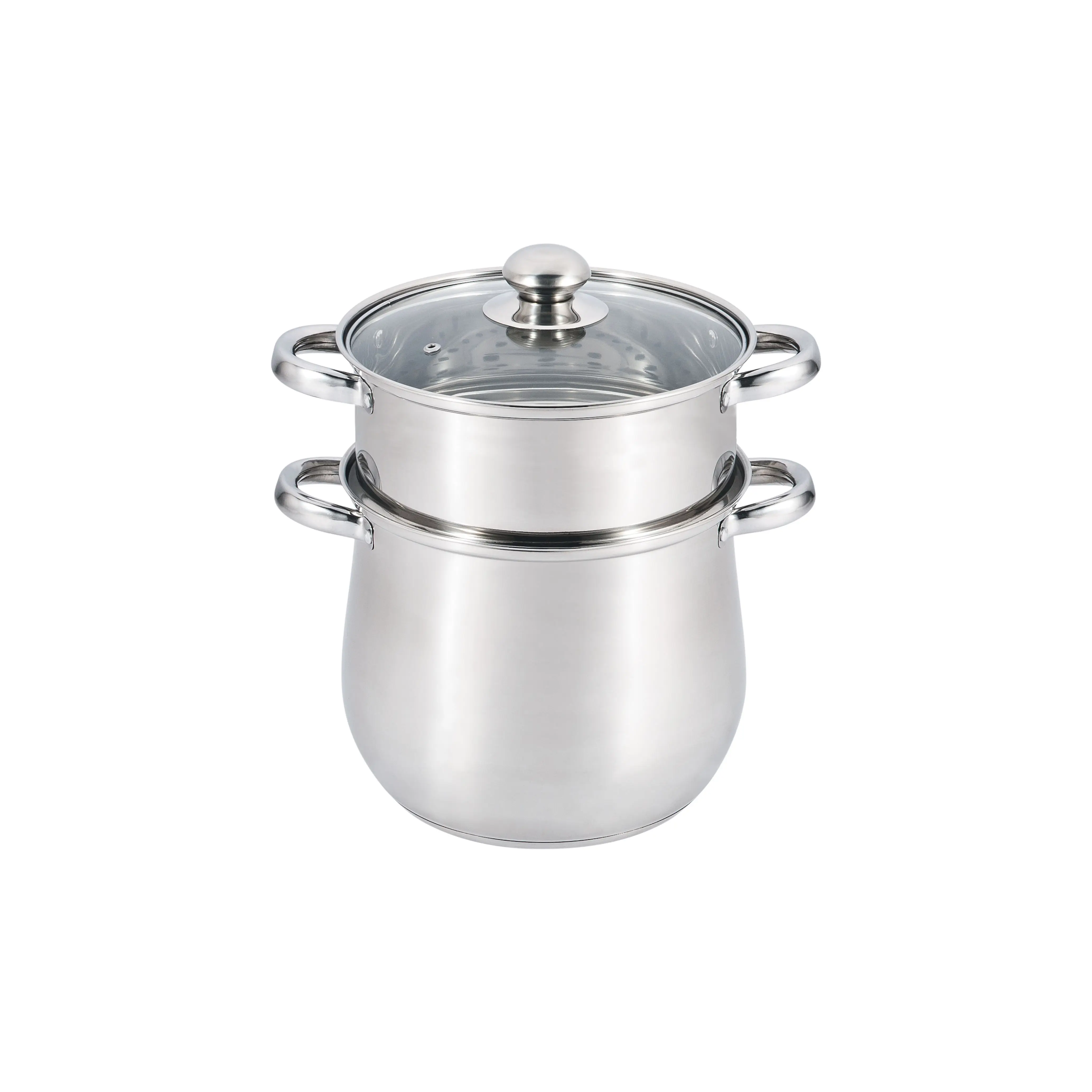 Glass lid stainless steel cookware couscous steamer cooking pot double layer steamer pot