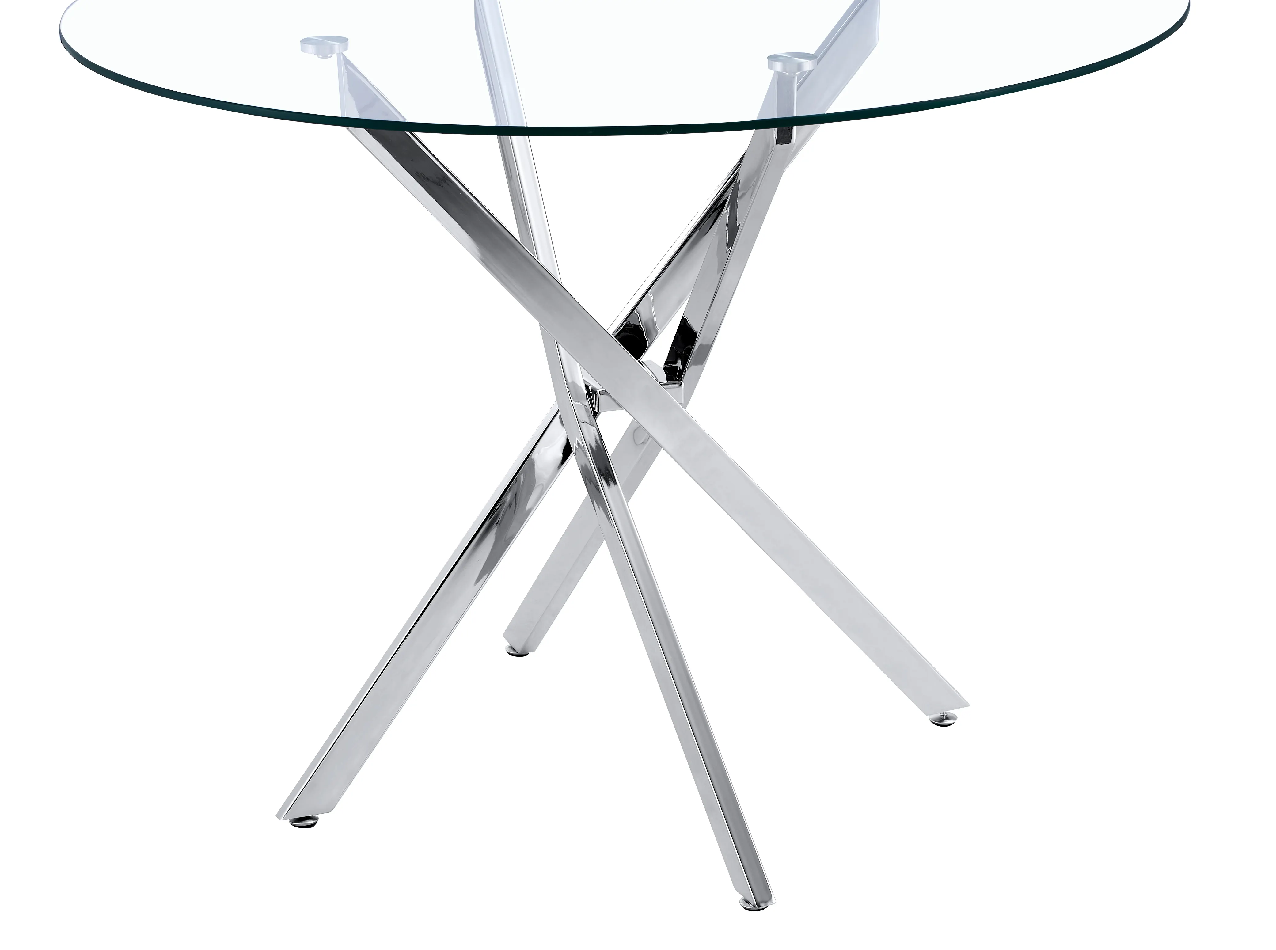 Дешевая Роскошная стеклянная столешница, хромированная основа из нержавеющей стали, мебель для конференций и ресторанов, обеденный стол, обеденный стол