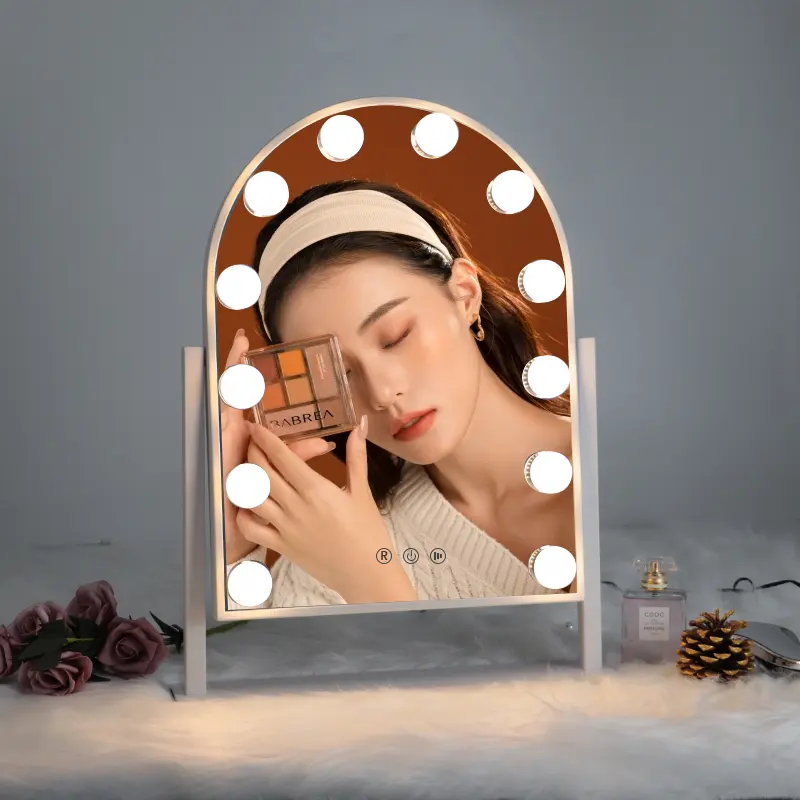 Beauty Arched Touch Screen Desktop With Led Lights Makeup Hollywood Cosmetic Vanity Mirror