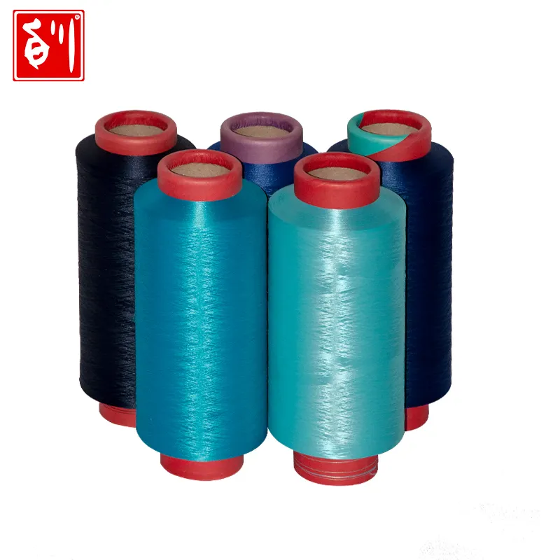 Baichuan Recycled polyester DTY dope dye yarn filament recycled