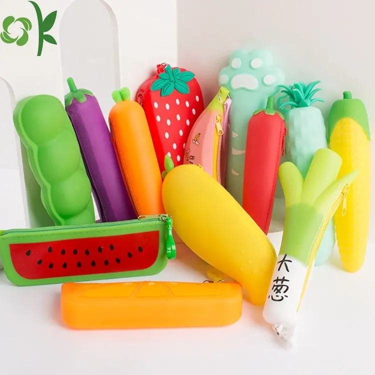OKSILICONE OEM 3D силиконовый пенал, милый дизайн моркови, большая емкость, сумка для хранения канцелярских принадлежностей