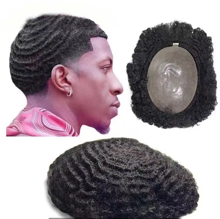 Высокое качество бразильский человеческих волос афро кудрявый локон накладки из искусственных волос и парики для чернокожих мужчин