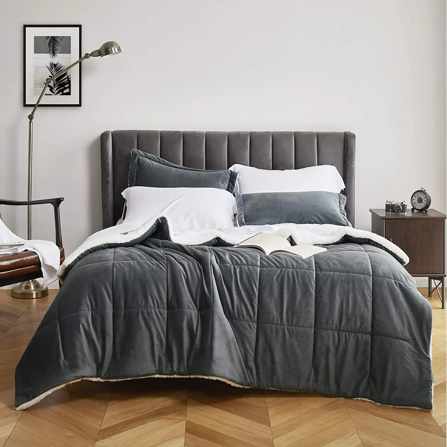 Reversible Two-sided Elegant Down Alternative Fluffy Comfort Plain Comforter Set