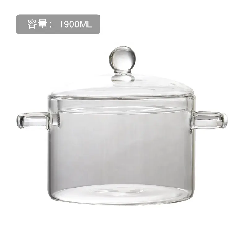 Kitchenware big size transparent clear pyrex glass cooking pot Glass Lid housewares cooking pot warmer set with glass lid