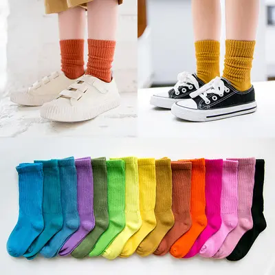 High Quality Bright Colors Child Stack Socks Knee High Socks For Girls Baby Slouch Socks Boys