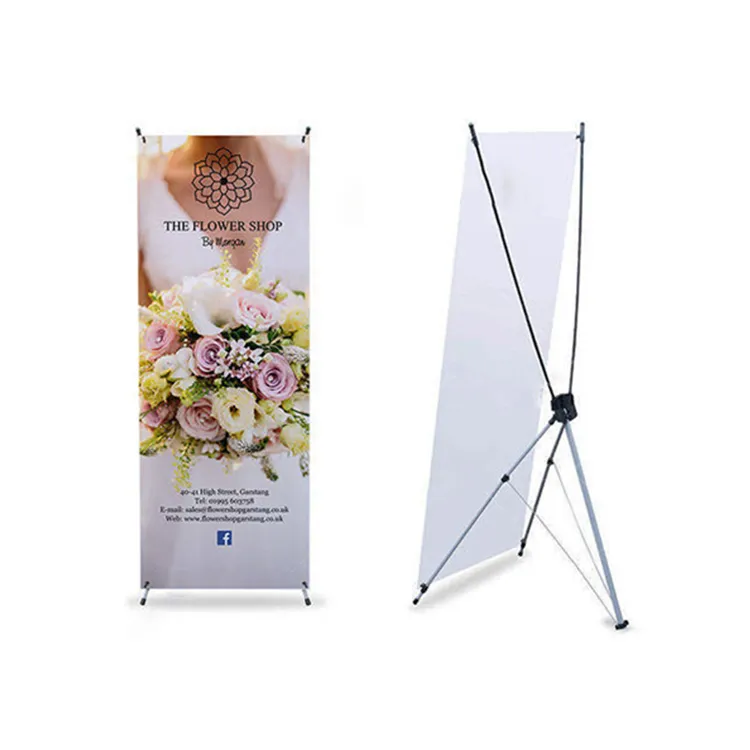 Free sample cheap vertical black aluminum frame outdoor X banner stand for advertising or promotion