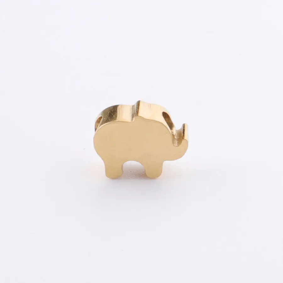 Rose Gold Laser-Capable Engraved DIY Jewelry Pendant Making Accessories Blank Stainless Steel Animal Elephant Shape Charm Beads