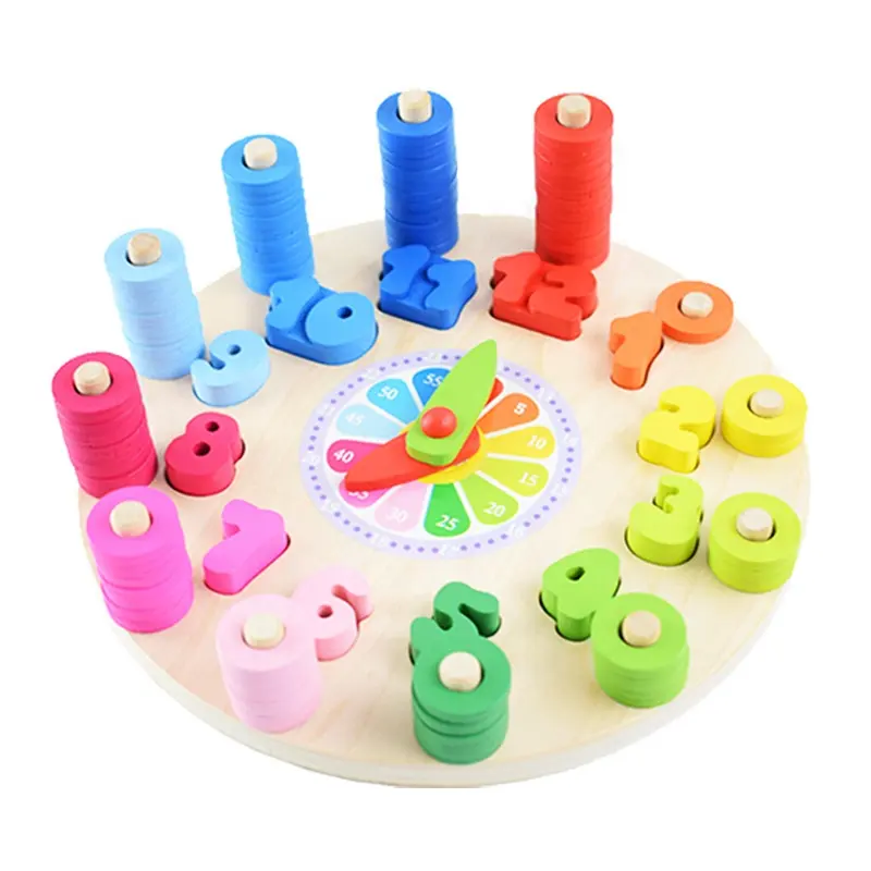 Preschool Baby Montessori Toys Early Education Teaching Aids Math Toys Digital Clock Wooden Toy Count Geometric Shape Matching
