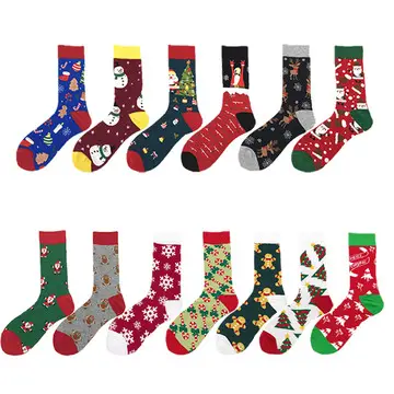 CT Autumn and winter colored cotton red socks three-dimensional cartoon Christmas socks cute Japanese ladies medium tube socks