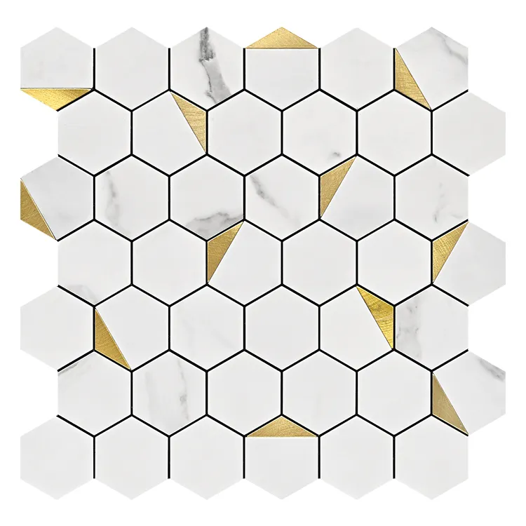 Разноцветные шестигранные Съемные алюминиевые мозаичные самоклеющиеся плитки стены и полы и кухонный фартук