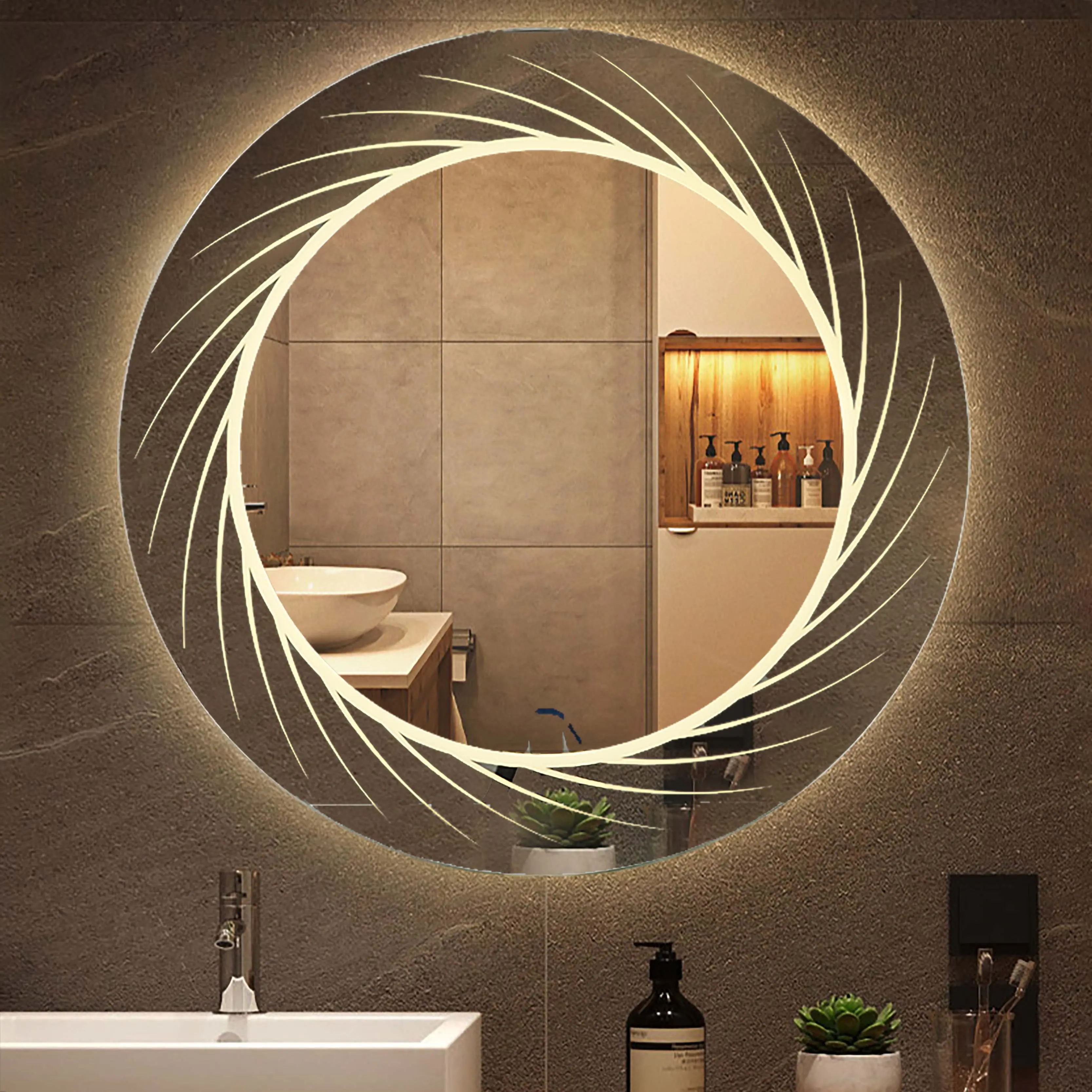 Новый продукт, бытовая техника, Высококачественная светодиодная подсветка, круглое зеркало для ванной комнаты