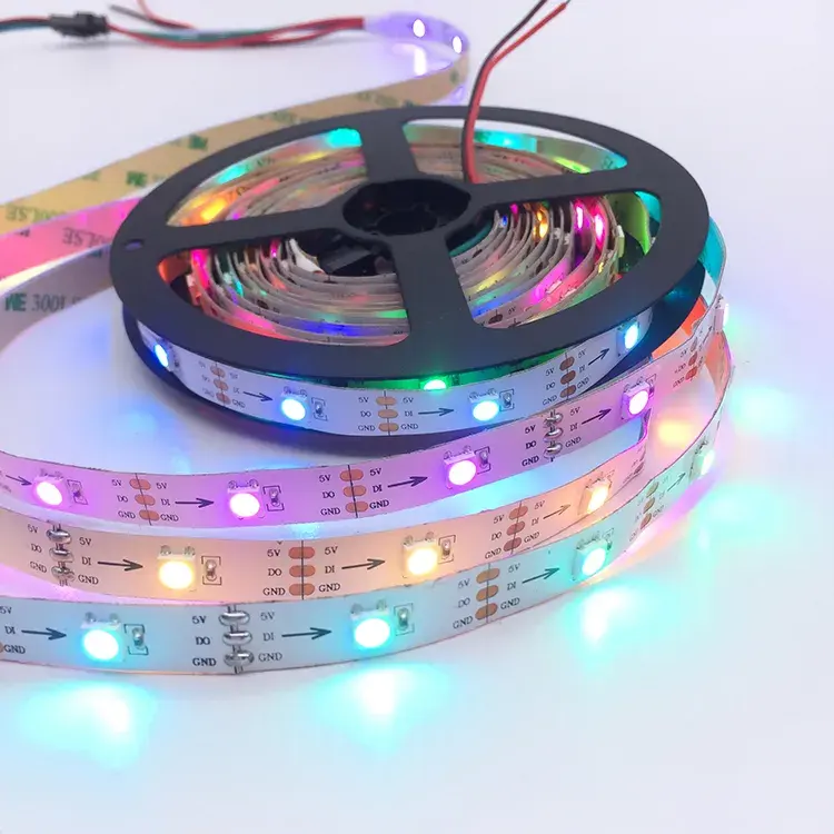 Ndividually адресуемых Smart RGB полноцветная светодиодная лента DC5V 5 м WS2812B WS2812 светодиодные полосы пикселей 30/60 светодиодов/m программируемый