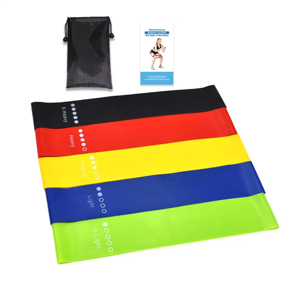 Wholesale high tension GYM exercise 5 colors mini resistance loop set yoga elastic band belts